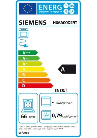 Siemens HX6A00D29T 66 Lt Ocaklı A Enerji Sınıfı Analog Retro Doğalgaz Tam Boy Solo Fırın Beyaz