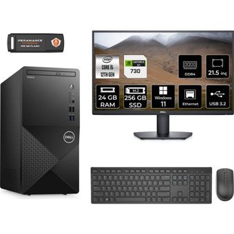 Dell Vostro 3910MT N7519VDT3910MNT2421 Harici GeForce GT 730 4 GB Intel Core i5 12400 24 GB Ram 256 GB SSD Tower Windows 11 Pro 21.5 inç Monitörlü Masaüstü Bilgisayar + PER4 BELLEK