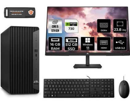 HP Pro Tower 290 G9 8T2W9ESMNT2362 Harici GeForce GT 730 4 GB Intel Core i5 13500 16 GB Ram 512 GB SSD Tower Windows 11 Home 23.8 inç Monitörlü Masaüstü Bilgisayar + PER4 BELLEK