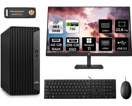 HP Pro Tower 290 G9 8T2W9ESMNT2386 Harici GeForce GT 730 4 GB Intel Core i5 13500 40 GB Ram 256 GB SSD Tower Windows 11 Home 23.8 inç Monitörlü Masaüstü Bilgisayar + PER4 BELLEK