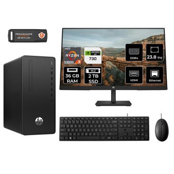 HP 295 G9 6D391EA Harici GeForce GT 730 4 GB AMD Ryzen 3 5300G 36 GB Ram 2 TB SSD Tower FreeDos 23.8 inç Monitörlü Masaüstü Bilgisayar