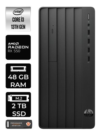 HP Pro Tower 290 G9 8T2X0ES Harici Radeon RX 550 Intel Core i3 13100 48 GB Ram 2 TB SSD Tower FreeDos Masaüstü Bilgisayar + PER4 BELLEK