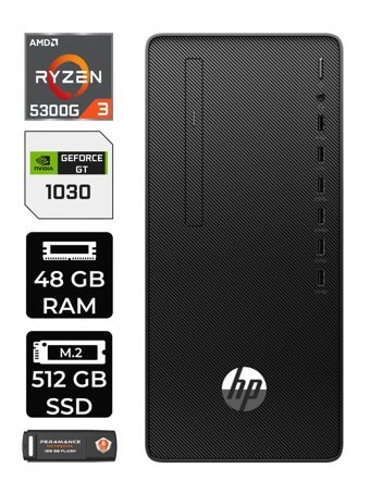 HP 295 G9 6D391EA Harici GeForce GT 1030 AMD Ryzen 3 5300G 48 GB Ram 512 GB SSD Tower Windows 11 Pro Masaüstü Bilgisayar + PER4 BELLEK