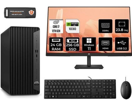 HP Pro Tower 400 G9 6U3M9EAMNT3371 Harici GeForce RTX 3060 Ti Intel Core i7 12700 24 GB Ram 256 GB SSD Tower Windows 11 Home 23.8 inç Monitörlü Masaüstü Bilgisayar + PER4 BELLEK