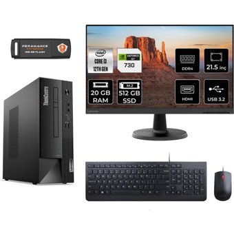 Lenovo Thinkcentre Neo 50S 11SX002VTXMNT2317 Harici GeForce GT 730 4 GB Intel Core i3 12100 20 GB Ram 512 GB SSD Tower FreeDos 21.5 inç Monitörlü Masaüstü Bilgisayar + PER4 BELLEK