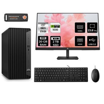 HP Tower 400 G9 6U3M8EA Harici GeForce RTX 3060 Ti Intel Core i5 12400 20 GB Ram 2 TB SSD Tower FreeDos 23.8 inç Monitörlü Masaüstü Bilgisayar