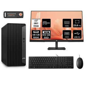 HP Tower 400 G9 6U3M9EA Harici Radeon RX 550 Intel Core i7 12700 48 GB Ram 512 GB SSD Tower FreeDos 23.8 inç Monitörlü Masaüstü Bilgisayar