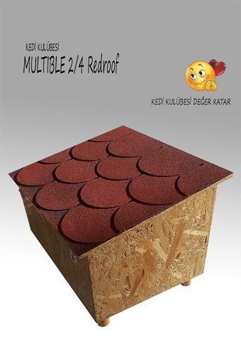 Kedigram Multible Redroof 2/4 Shingle Çatı Kaplama Dikdörtgen Su Geçirmez Dış Mekan Kedi Evi Ahşap Rengi