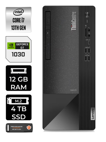 Lenovo NEO 50T 12JD0008TR Harici GeForce RTX 3060 Ti Intel Core i7 13700 12 GB Ram 4 TB SSD Tower Windows 11 Home Masaüstü Bilgisayar + PER4 BELLEK