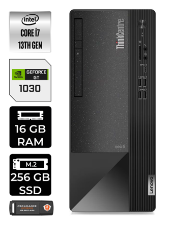 Lenovo NEO 50T 12JD0008TR Harici GeForce RTX 3060 Ti Intel Core i7 13700 16 GB Ram 256 GB SSD Tower Windows 11 Pro Masaüstü Bilgisayar + PER4 BELLEK