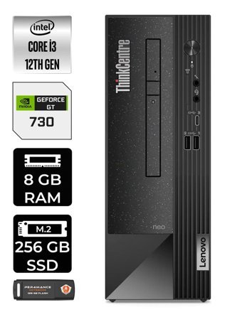 Lenovo NEO 50S 11SX002VTX Harici GeForce GT 730 4 GB Intel Core i3 12100 8 GB Ram 256 GB SSD Tower FreeDos Masaüstü Bilgisayar + PER4 BELLEK