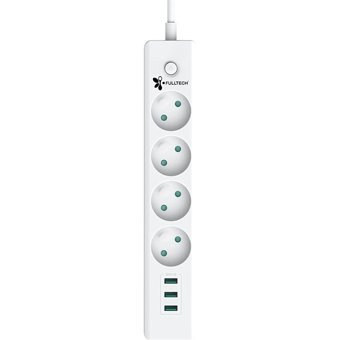 Fulltech Ftr-06 4'lü Soket 3'lü USB Kablolu Çiftli Akım Korumalı Priz