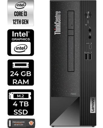 Lenovo Thinkcentre Neo 50S 11SX002VTXP325 Harici GeForce RTX 3060 Ti Intel Core i3 12100 24 GB Ram 4 TB SSD Tower FreeDos Masaüstü Bilgisayar + PER4 BELLEK