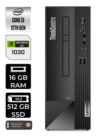 Lenovo NEO 50S 11SX002VTX Harici GeForce RTX 3060 Ti Intel Core i3 12100 16 GB Ram 512 GB SSD Tower Windows 11 Pro Masaüstü Bilgisayar + PER4 BELLEK