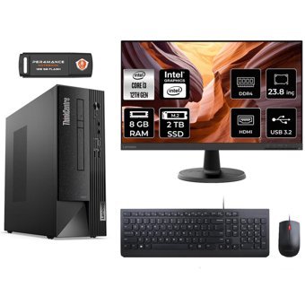 Lenovo Thinkcentre Neo 50S 11SX002VTX Harici GeForce RTX 3060 Ti Intel Core i3 12100 8 GB Ram 2 TB SSD Tower FreeDos 23.8 inç Monitörlü Masaüstü Bilgisayar