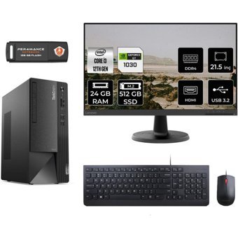 Lenovo Thinkcentre Neo 50T 11SC001ATXMNT3322 Harici GeForce RTX 3060 Ti Intel Core i3 12100 24 GB Ram 512 GB SSD Tower FreeDos 21.5 inç Monitörlü Masaüstü Bilgisayar + PER4 BELLEK