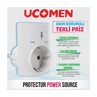 Ucomen Pa-Gej-01Sd Tekli Soket Kablosuz Tekli Akım Korumalı Priz