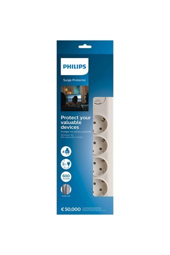 Philips Spn7040Wa 4'lü Soket 2 metre Kablolu Çiftli 600 J Akım Korumalı Priz