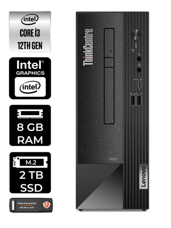 Lenovo Thinkcentre Neo 50S 11SX002VTX Harici GeForce RTX 3060 Ti Intel Core i3 12100 8 GB Ram 2 TB SSD Tower FreeDos Masaüstü Bilgisayar + PER4 BELLEK