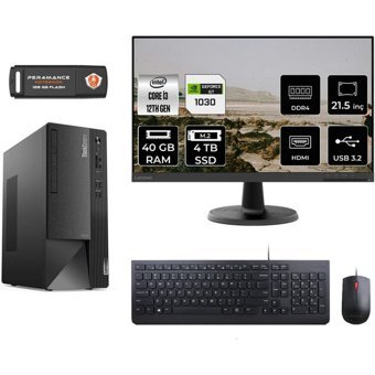 Lenovo Thinkcentre Neo 50T 11SC001ATXMNT3340 Harici GeForce RTX 3060 Ti Intel Core i3 12100 40 GB Ram 4 TB SSD Tower FreeDos 21.5 inç Monitörlü Masaüstü Bilgisayar + PER4 BELLEK