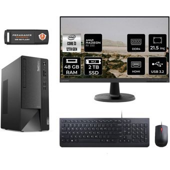 Lenovo Thinkcentre Neo 50T 11SC001ATXMNT1344 Harici Radeon RX 550 Intel Core i3 12100 48 GB Ram 2 TB SSD Tower FreeDos 21.5 inç Monitörlü Masaüstü Bilgisayar + PER4 BELLEK