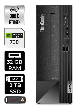 Lenovo NEO 50S 11SX002VTX Harici GeForce GT 730 4 GB Intel Core i3 12100 32 GB Ram 2 TB SSD Tower Windows 11 Home Masaüstü Bilgisayar + PER4 BELLEK