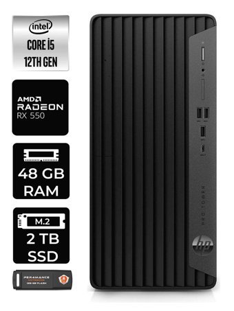 HP Pro Tower 400 G9 6U3M8EA Harici Radeon RX 550 Intel Core i5 12400 48 GB Ram 2 TB SSD Tower FreeDos Masaüstü Bilgisayar + PER4 BELLEK