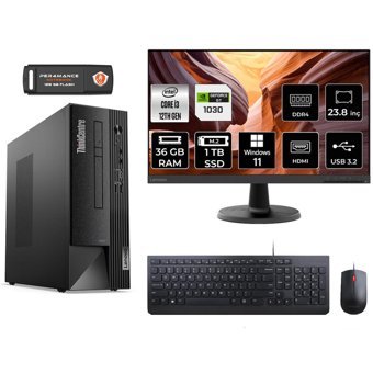 Lenovo Thinkcentre Neo 50S 11SX002VTX Harici GeForce RTX 3060 Ti Intel Core i3 12100 36 GB Ram 1 TB SSD Tower Windows 11 Home 23.8 inç Monitörlü Masaüstü Bilgisayar