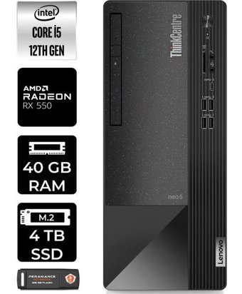 Lenovo Thinkcentre Neo 50T 11SE00MJTXP440 Harici Radeon RX 550 Intel Core i5 12400 40 GB Ram 4 TB SSD Tower Windows 11 Pro Masaüstü Bilgisayar + PER4 BELLEK