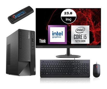 Lenovo Thinkcentre Neo 50T GEN4 12JB005DTRM12 Harici GeForce RTX 3060 Ti Intel Core i5 12400 32 GB Ram 512 GB SSD Tower FreeDos 23.8 inç Monitörlü Masaüstü Bilgisayar + Zetta Flash Bellek