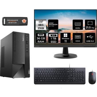 Lenovo Thinkcentre Neo 50T 11SE00BPTXMNT1383 Harici Radeon RX 550 Intel Core i5 12400 36 GB Ram 1 TB SSD Tower Windows 11 Home 21.5 inç Monitörlü Masaüstü Bilgisayar + PER4 BELLEK