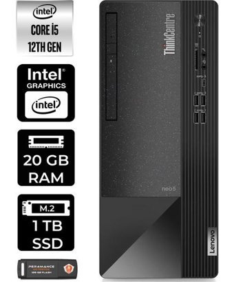 Lenovo Thinkcentre Neo 50T 11SE00MJTXP318 Harici GeForce RTX 3060 Ti Intel Core i5 12400 20 GB Ram 1 TB SSD Tower FreeDos Masaüstü Bilgisayar + PER4 BELLEK