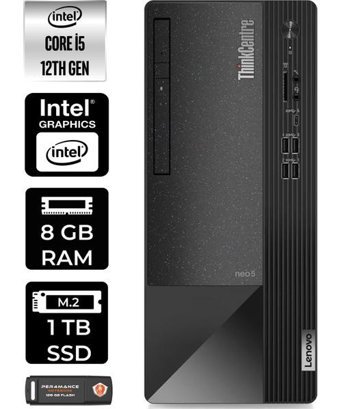 Lenovo Thinkcentre Neo 50T 11SE00BPTXP303 Harici GeForce RTX 3060 Ti Intel Core i5 12400 8 GB Ram 1 TB SSD Tower FreeDos Masaüstü Bilgisayar + PER4 BELLEK