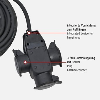 Brennenstuhl H07Rn-F3G1'li 250 W Kalın Topraklı Akım Korumalı 1'li 25 m Uzatma Kablolu Priz Siyah