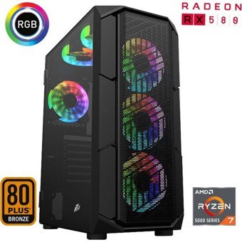 Xaser XSR495 Harici Radeon RX 580 AMD Ryzen 7 5700X 16 GB Ram 1 TB SSD Tower FreeDos Masaüstü Bilgisayar