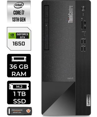 Lenovo Thinkcentre Neo 50T 12JD0008TRP383 Harici GeForce GTX 1650 Intel Core i7 13700 36 GB Ram 1 TB SSD Tower Windows 11 Home Masaüstü Bilgisayar + PER4 BELLEK