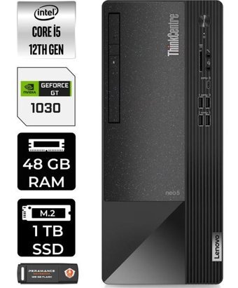 Lenovo Thinkcentre Neo 50T 11SE00BJTXP443 Harici GeForce RTX 3060 Ti Intel Core i5 12400 48 GB Ram 1 TB SSD Tower Windows 11 Pro Masaüstü Bilgisayar + PER4 BELLEK