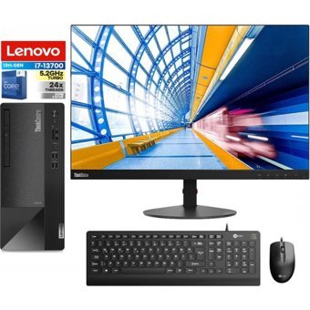 Lenovo Thinkcentre Neo 50T GEN4 412JB005ATR08 Harici GeForce RTX 3060 Ti Intel Core i7 13700 16 GB Ram 1 TB SSD Tower FreeDos 23.8 inç Monitörlü Masaüstü Bilgisayar + Zetta Flash Bellek