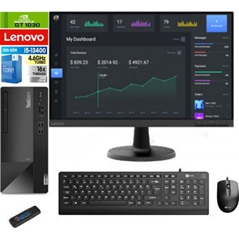 Lenovo Thinkcentre Neo 50T GEN4 512JD0035TR35 Harici GeForce RTX 3060 Ti Intel Core i5 13400 32 GB Ram 4 TB SSD Tower Windows 11 Home 23.8 inç Monitörlü Masaüstü Bilgisayar + Zetta Flash Bellek