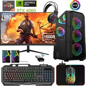 Xaser XSR476 Harici GeForce RTX 4060 AMD Ryzen 5 5600 32 GB Ram 512 GB SSD Tower FreeDos 24 inç Monitörlü Masaüstü Bilgisayar