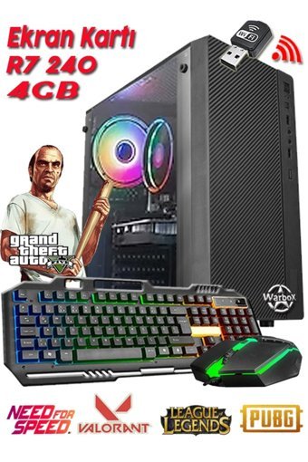 Warbox TREVOR MİX Harici Radeon R7 240 Intel Core i3 3220 8 GB Ram 256 GB SSD Tower FreeDos Masaüstü Bilgisayar