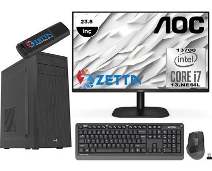 Zetta Expert MZET73078112 Harici GeForce GT 730 Intel Core i7 13700 32 GB Ram DDR4 2 TB SSD Tower FreeDos 23.8 inç Monitörlü Masaüstü Bilgisayar + Zetta Flash Bellek