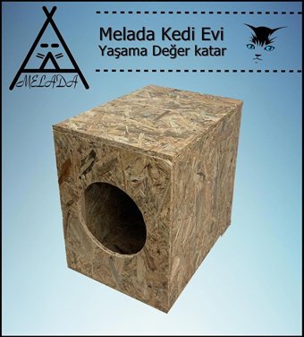 Melada 43x41x29 cm Dikdörtgen Su Geçirmez Dış Mekan Kedi Evi Ahşap Rengi