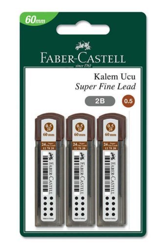 Faber-Castell Min Grip 2B 0.5 mm 24'lü Siyah Kalem Ucu 3 Adet