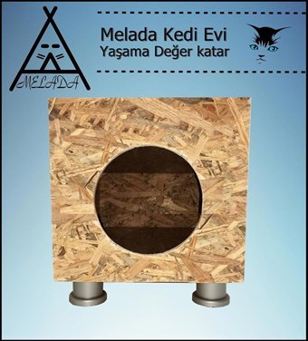 Melada 40x40x40 cm Dikdörtgen Su Geçirmez Dış Mekan Kedi Evi Ahşap Rengi