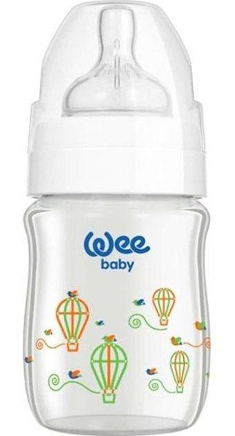 Wee Baby 139 Cam Yavaş Akışlı 0-6 Ay Desenli Beyaz Damaklı Biberon Seti 120 ml