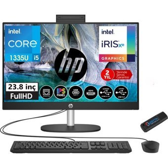 Hp ProOne 240 G10 88T2W5ESW01 Dahili Iris Xe Graphics Intel Core i5 1335U 16 GB Ram 256 GB SSD 23.8 inç Full HD Freedos All In One Bilgisayar + Zetta Flash Bellek