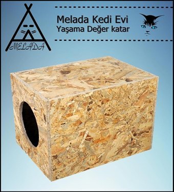 Melada 34x27x24 cm Dikdörtgen Su Geçirmez Dış Mekan Kedi Evi Ahşap Rengi