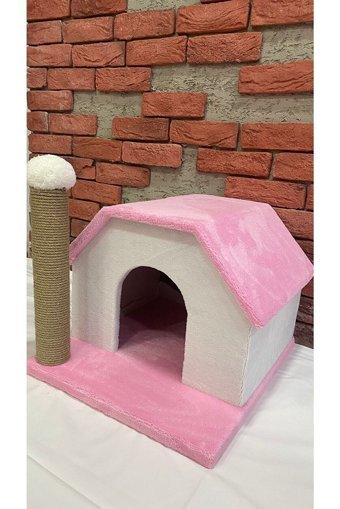 Karahan Petshop Kare İç Mekan Kedi Evi Pembe