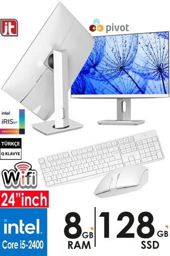 J-Tech 50T Dahili UHD Graphics Intel Core i5 2400 8 GB Ram 128 GB SSD 24 inç Full HD Freedos + Klavye + Mouse All In One Bilgisayar